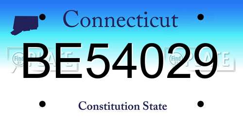 BE54029 Connecticut License Plate