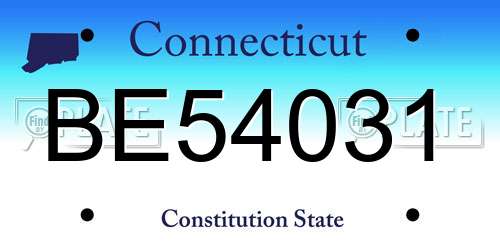 BE54031 Connecticut License Plate