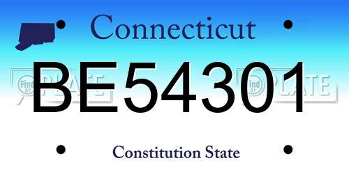 BE54301 Connecticut License Plate