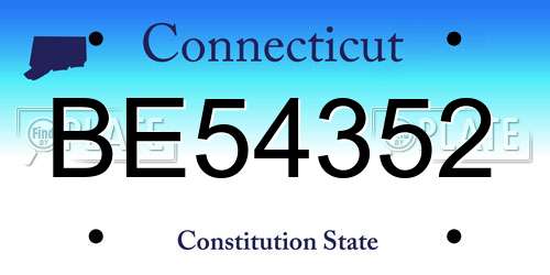 BE54352 Connecticut License Plate