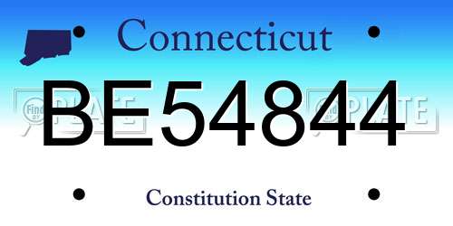 BE54844 Connecticut License Plate