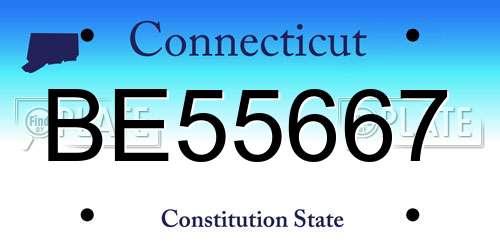 BE55667 Connecticut License Plate