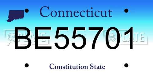 BE55701 Connecticut License Plate