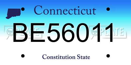 BE56011 Connecticut License Plate