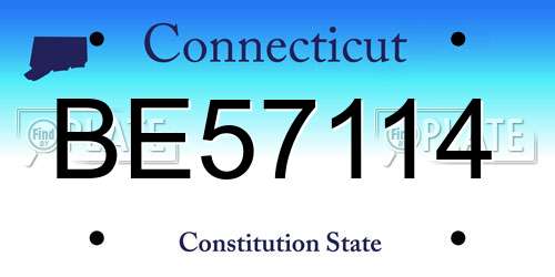 BE57114 Connecticut License Plate