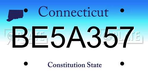 BE5A357 Connecticut License Plate