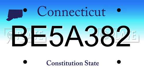 BE5A382 Connecticut License Plate