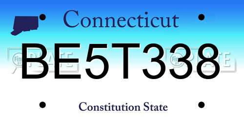 BE5T338 Connecticut License Plate