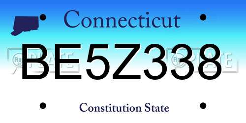 BE5Z338 Connecticut License Plate