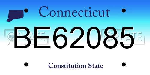 BE62085 Connecticut License Plate