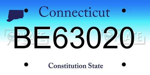 BE63020 Connecticut License Plate