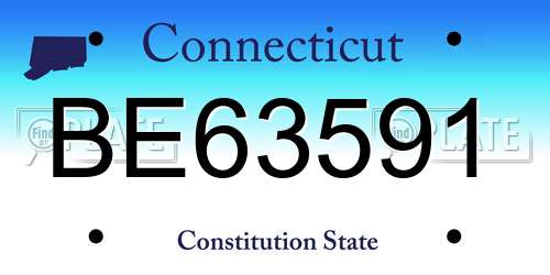 BE63591 Connecticut License Plate