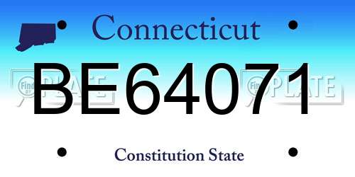 BE64071 Connecticut License Plate