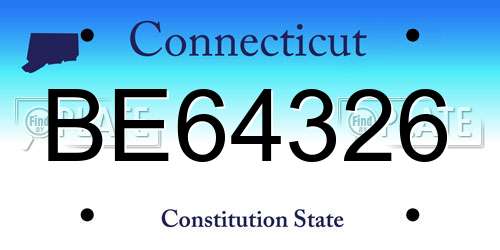 BE64326 Connecticut License Plate