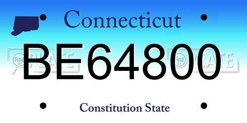 BE64800 Connecticut License Plate