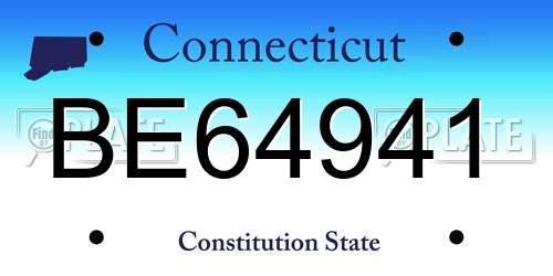 BE64941 Connecticut License Plate