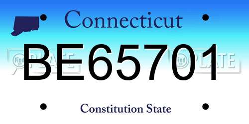 BE65701 Connecticut License Plate