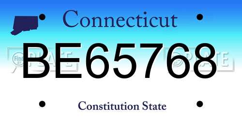 BE65768 Connecticut License Plate