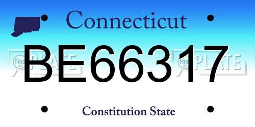 BE66317 Connecticut License Plate