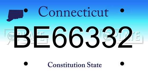 BE66332 Connecticut License Plate