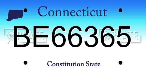 BE66365 Connecticut License Plate