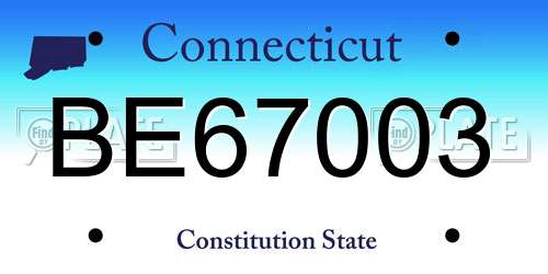 BE67003 Connecticut License Plate