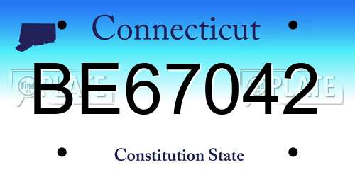 BE67042 Connecticut License Plate