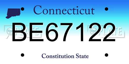 BE67122 Connecticut License Plate