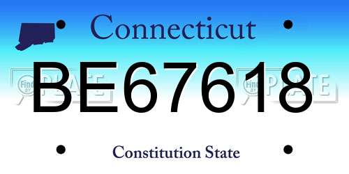 BE67618 Connecticut License Plate