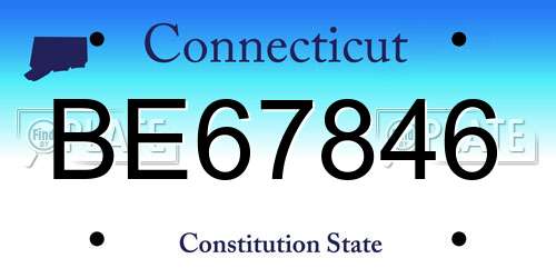 BE67846 Connecticut License Plate