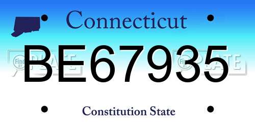 BE67935 Connecticut License Plate