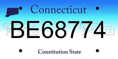 BE68774 Connecticut License Plate