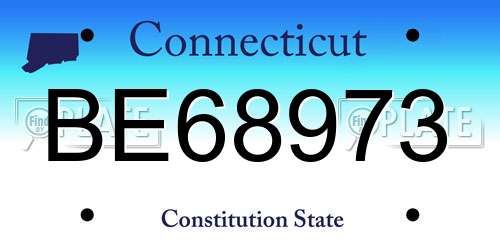BE68973 Connecticut License Plate