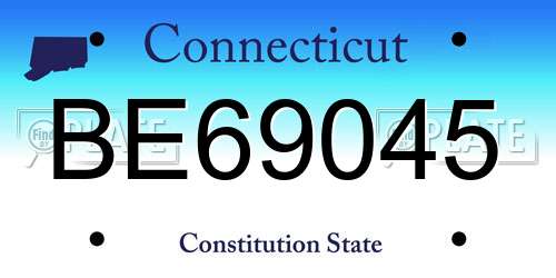 BE69045 Connecticut License Plate