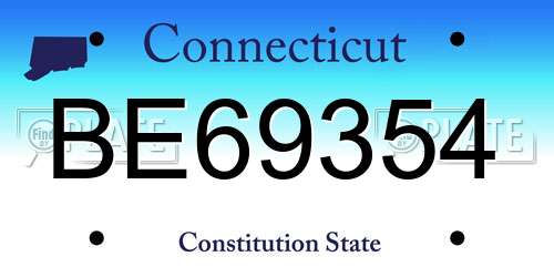 BE69354 Connecticut License Plate