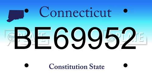 BE69952 Connecticut License Plate