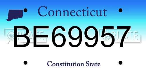 BE69957 Connecticut License Plate