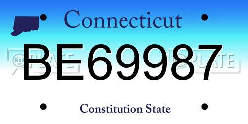 BE69987 Connecticut License Plate