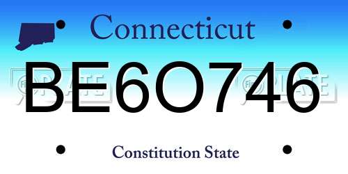 BE6O746 Connecticut License Plate