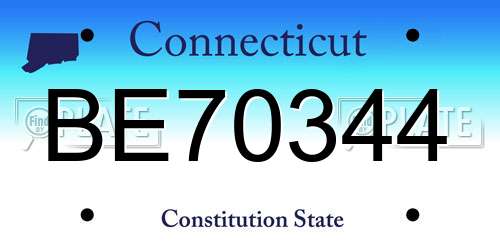 BE70344 Connecticut License Plate