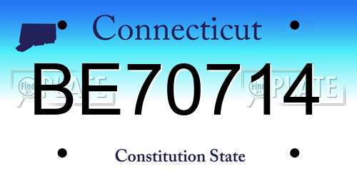 BE70714 Connecticut License Plate