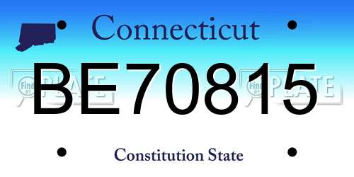 BE70815 Connecticut License Plate
