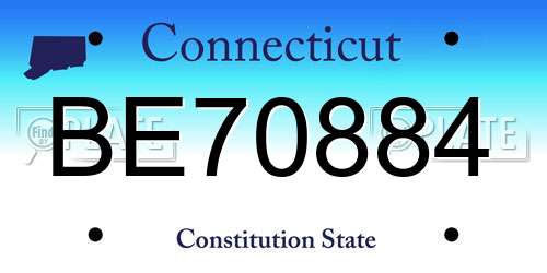 BE70884 Connecticut License Plate