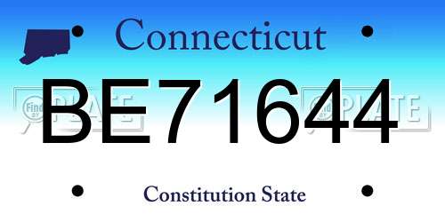BE71644 Connecticut License Plate