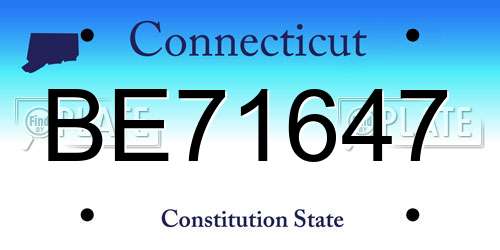 BE71647 Connecticut License Plate