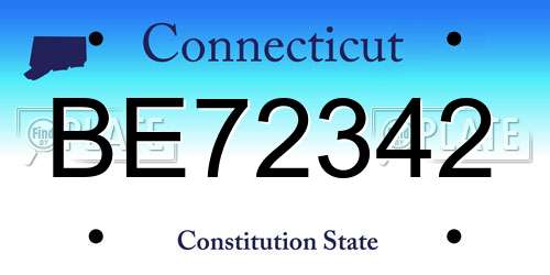BE72342 Connecticut License Plate