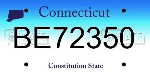 BE72350 Connecticut License Plate