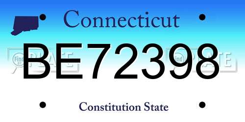 BE72398 Connecticut License Plate