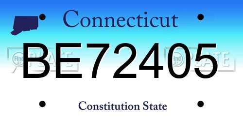 BE72405 Connecticut License Plate
