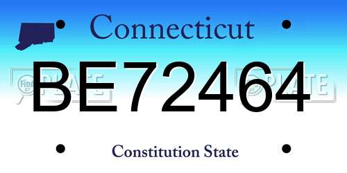 BE72464 Connecticut License Plate